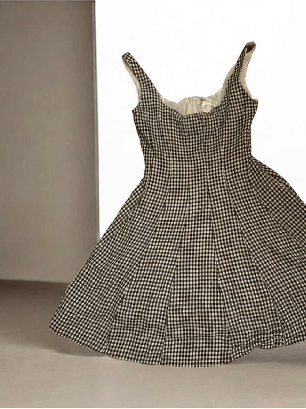 Gingham Scoop-Neck Mini Dress - Black & White